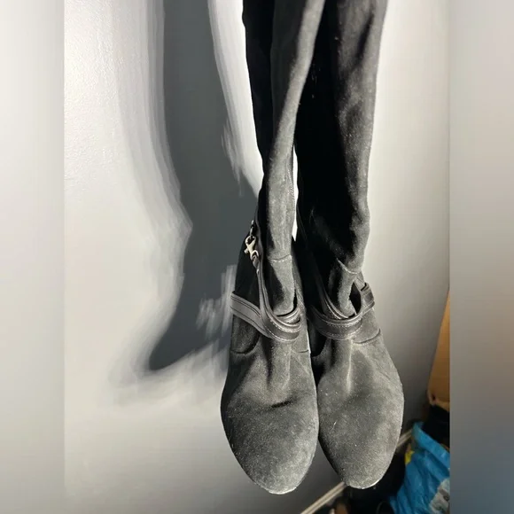 Coach Milly Black Suede Tall Heeled Boots Womens Size 11 - Picture 3 of 7
